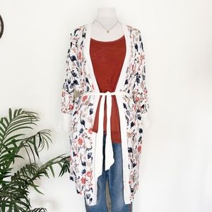 POL Watercolor Floral Kimono Jacket